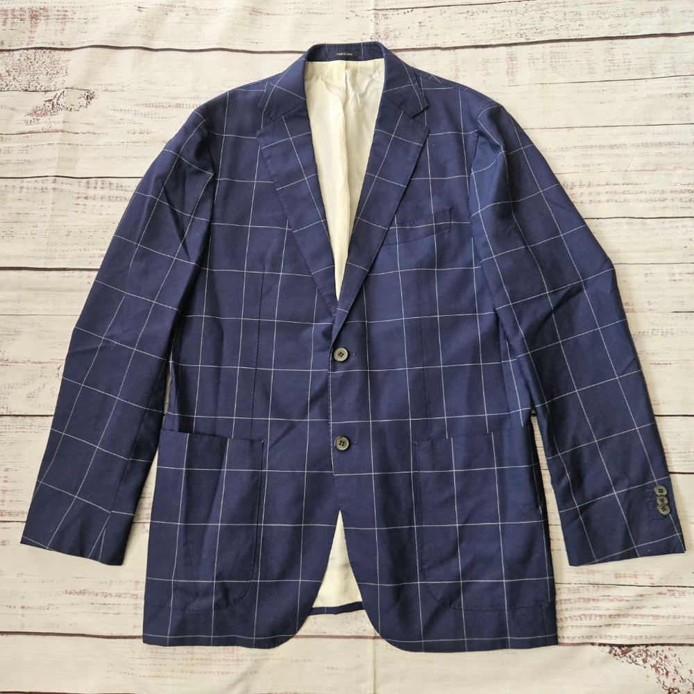 Suitsupply Vitale Barberis Canonico 1663 Pure Wool Blue Grid Havana Flint Jacket